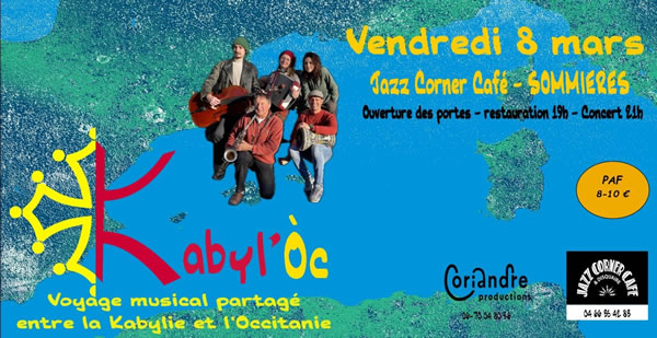 Concert Kabyl’Òc au Jazz Corner Café Sommières